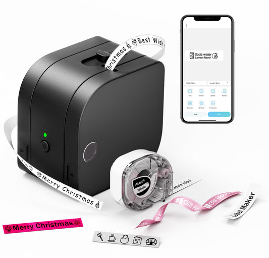 Zodzi P12 Label Maker, Bluetooth Label Maker Machine with Tape, Mini Thermal Portable Label Printer with Fonts, Inkless Sticker Maker for Home, School, Office Labeling