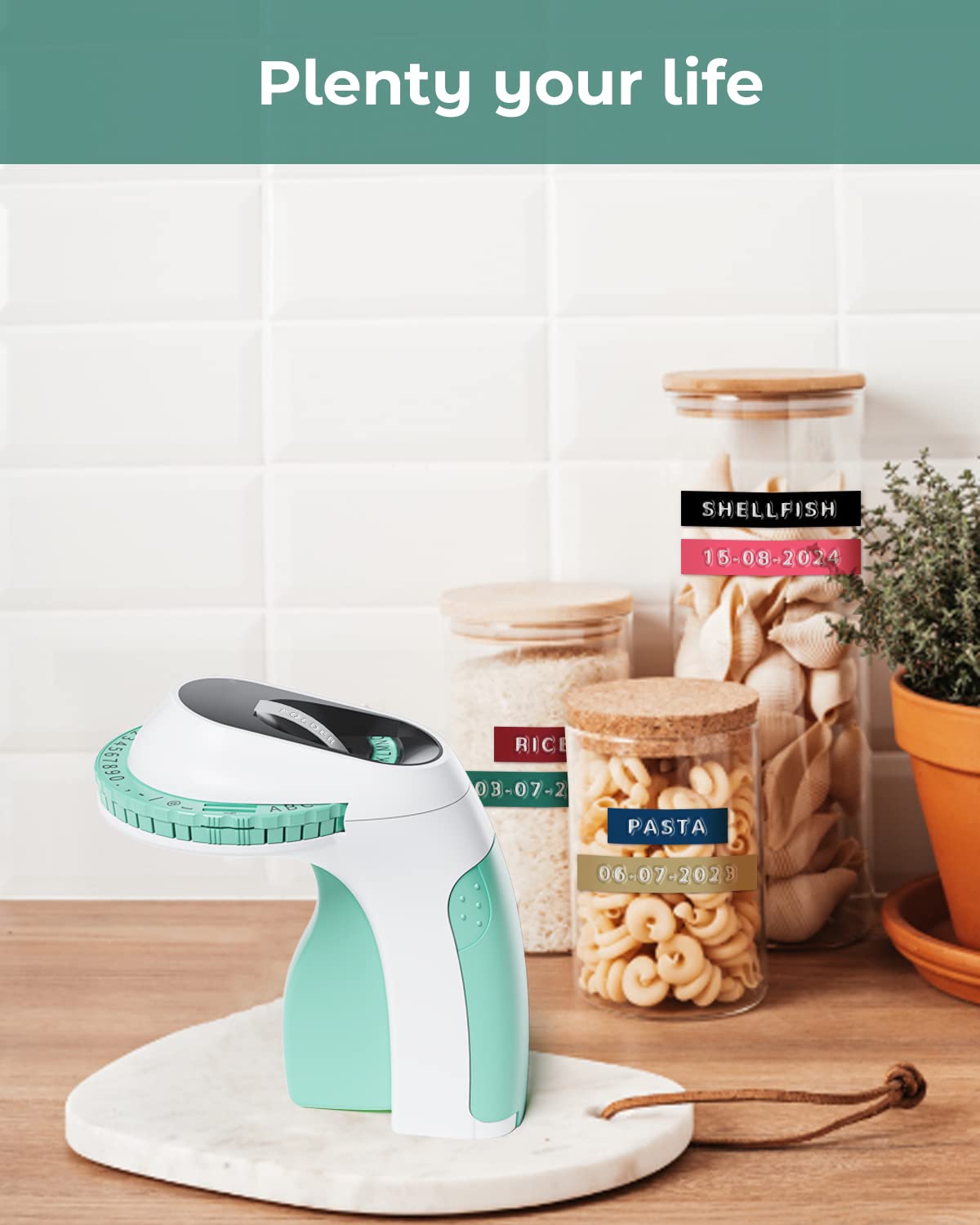 Embossing Label Maker Machine with Tapes, Vintage Label Maker for organizing, Old School Label Maker, Embossed Label Maker with 3-Roll 3/8 inch Tapes for Home and Office DIY Crafting-Green