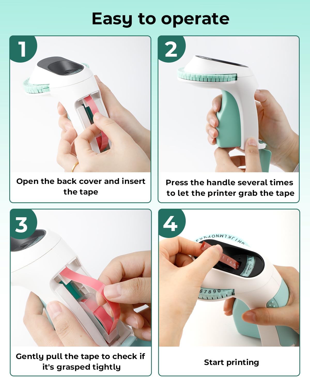 Embossing Label Maker Machine with Tapes, Vintage Label Maker for organizing, Old School Label Maker, Embossed Label Maker with 3-Roll 3/8 inch Tapes for Home and Office DIY Crafting-Green