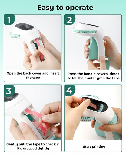 Embossing Label Maker Machine with Tapes, Vintage Label Maker for organizing, Old School Label Maker, Embossed Label Maker with 3-Roll 3/8 inch Tapes for Home and Office DIY Crafting-Green